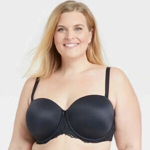 Black Strapless 5 Way Bra, 46 D, NWT